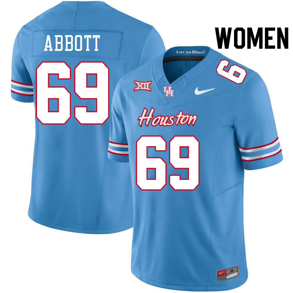 Women #69 Alex Abbott Houston Cougars College Football Jerseys Stitched-Oilers